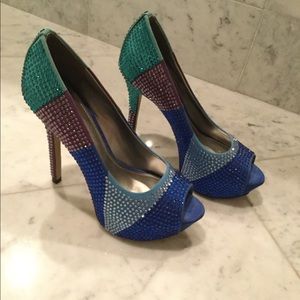 Size 6 Enzo Angiolini Rhinestone Peeptoe Heels